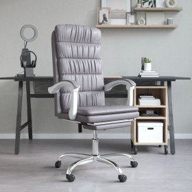 Silla de oficina reclinable cuero sintético gris