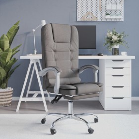 Silla de oficina reclinable con masaje tela gris taupé