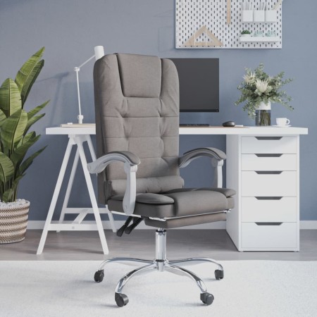 Silla de oficina reclinable con masaje tela gris taupé