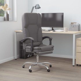 Silla de oficina reclinable masaje cuero sintético gris