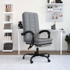 Silla de oficina reclinable de tela gris claro