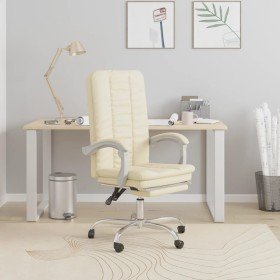 Silla de oficina reclinable cuero sintético crema