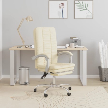 Silla de oficina reclinable cuero sintético crema