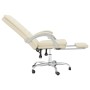 Silla de oficina reclinable cuero sintético crema