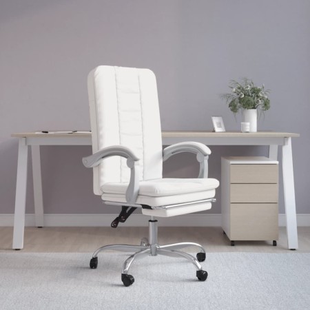 Silla de oficina reclinable cuero sintético blanco