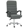 Silla de oficina reclinable con masaje de tela gris oscuro