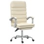 Silla de oficina reclinable masaje cuero sintético color crema