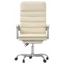 Silla de oficina reclinable masaje cuero sintético color crema
