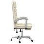 Silla de oficina reclinable masaje cuero sintético color crema