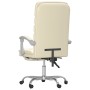 Silla de oficina reclinable masaje cuero sintético color crema