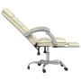 Silla de oficina reclinable masaje cuero sintético color crema