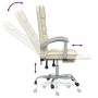 Silla de oficina reclinable masaje cuero sintético color crema
