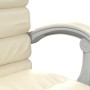 Silla de oficina reclinable masaje cuero sintético color crema