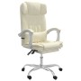 Silla de oficina reclinable cuero sintético crema