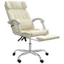 Silla de oficina reclinable cuero sintético crema