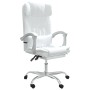 Silla de oficina reclinable masaje cuero sintético blanco