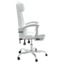 Silla de oficina reclinable masaje cuero sintético blanco