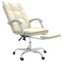 Silla de oficina reclinable cuero sintético crema