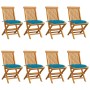 Gartenstühle, 8 Stück, massives Teakholz, hellblaue Kissen von vidaXL, Gartenstühle - Ref: Foro24-3072936, Preis: 511,85 €, R...