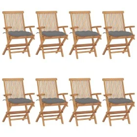 Gartenstühle 8 Stück aus massivem Teakholz mit grauen Kissen von vidaXL, Gartenstühle - Ref: Foro24-3072905, Preis: 613,43 €,...