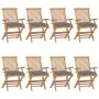 Gartenstühle 8 Stück aus massivem Teakholz mit grauen Kissen von vidaXL, Gartenstühle - Ref: Foro24-3072905, Preis: 612,24 €,...