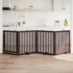Puerta para perros plegable 4 paneles madera álamo marrón 320cm
