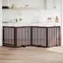 Puerta para perros plegable 4 paneles madera álamo marrón 320cm