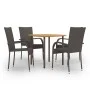 Set de muebles de comedor de jardín 5 piezas de ratán marrón de vidaXL, Conjuntos de jardín - Ref: Foro24-3072484, Precio: 33...