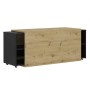 FMD Mueble para TV negro y roble artesanal 194,5x39,9x49,2 cm