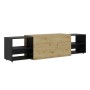 FMD Mueble para TV negro y roble artesanal 194,5x39,9x49,2 cm