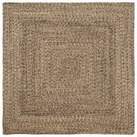 Alfombra Natural y negro 160 x 160 cm yute