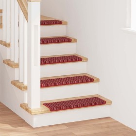 Alfombras autoadhesivas para escaleras Rayado 15 pcs Rojo