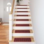 Alfombras autoadhesivas para escaleras Rayado 15 pcs Rojo