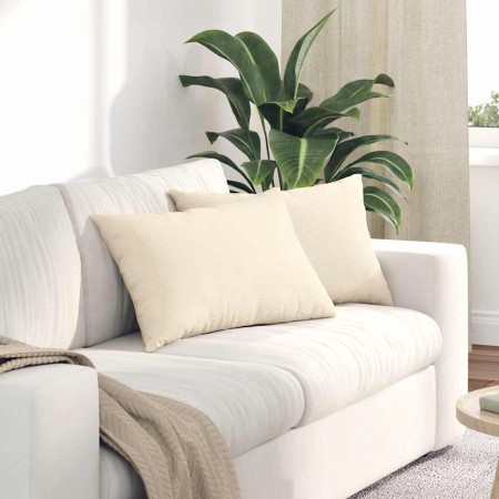 Cojines de sofá 2 pcs Crema 60 x 40 cm Tela de pana