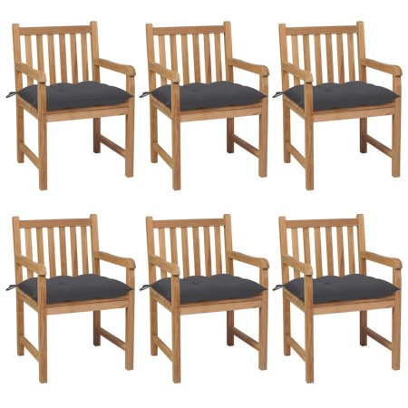 Garden chairs 6 pcs solid teak wood anthracite cushions by vidaXL, Garden chairs - Ref: Foro24-3073046, Price: 928,84 €, Disc...