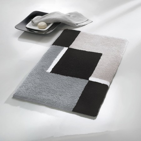 Kleine Wolke Alfombra de baño Dakota platino gris y negro 55x65