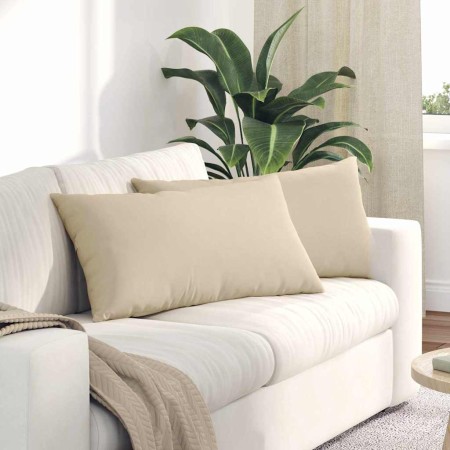 Cojines de sofá 2 pcs Crema 80 x 40 cm tela