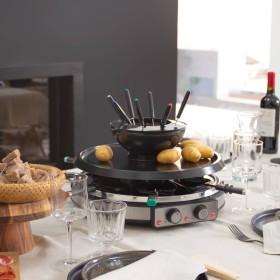Livoo Set de fondue, plancha y raclette 3 en 1 8 personas negro