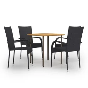 5-teiliges Garten-Esszimmermöbel-Set aus schwarzem PE-Rattan von vidaXL, Gartensets - Ref: Foro24-3072485, Preis: 319,31 €, R...