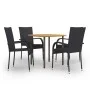 Set de muebles de comedor de jardín 5 piezas ratán PE negro de vidaXL, Conjuntos de jardín - Ref: Foro24-3072485, Precio: 319...