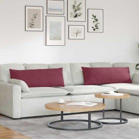 Cojines de sofá 2 pcs Rojo vino 120 x 40 cm tela