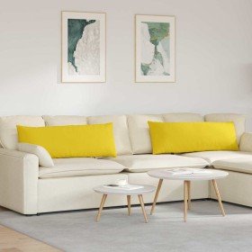 Cojines de sofá 2 pcs Amarillo Claro 120 x 40 cm tela