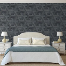 DUTCH WALLCOVERINGS Papel pintado Onyx gris antracita y dorado