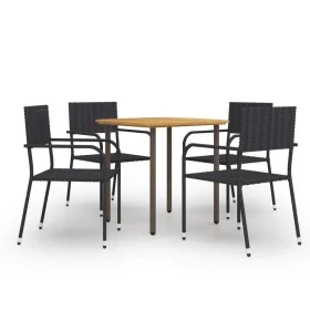 5-teiliges Garten-Essmöbel-Set aus schwarzem Rattan von vidaXL, Gartensets - Ref: Foro24-3072489, Preis: 198,72 €, Rabatt: %