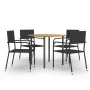 Set de muebles de comedor de jardín 5 piezas de ratán negro de vidaXL, Conjuntos de jardín - Ref: Foro24-3072489, Precio: 199...
