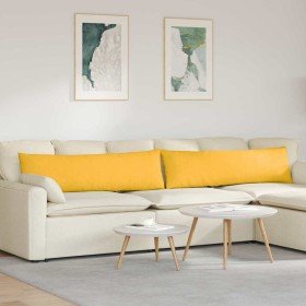 Cojines de sofá 2 pcs Amarillo Claro 145 x 40 cm Tela de pana