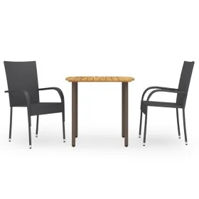 3-teiliges Garten-Ess-Set aus schwarzem synthetischem Rattan von vidaXL, Gartensets - Ref: Foro24-3072482, Preis: 228,80 €, R...