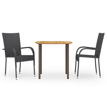 3-teiliges Garten-Ess-Set aus schwarzem synthetischem Rattan von vidaXL, Gartensets - Ref: Foro24-3072482, Preis: 212,69 €, R...