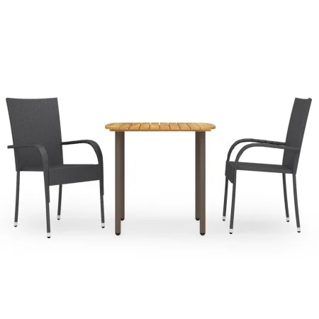 Juego de comedor para jardín 3 piezas ratán sintético negro de vidaXL, Conjuntos de jardín - Ref: Foro24-3072482, Precio: 228...