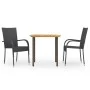Juego de comedor para jardín 3 piezas ratán sintético negro de vidaXL, Conjuntos de jardín - Ref: Foro24-3072482, Precio: 228...